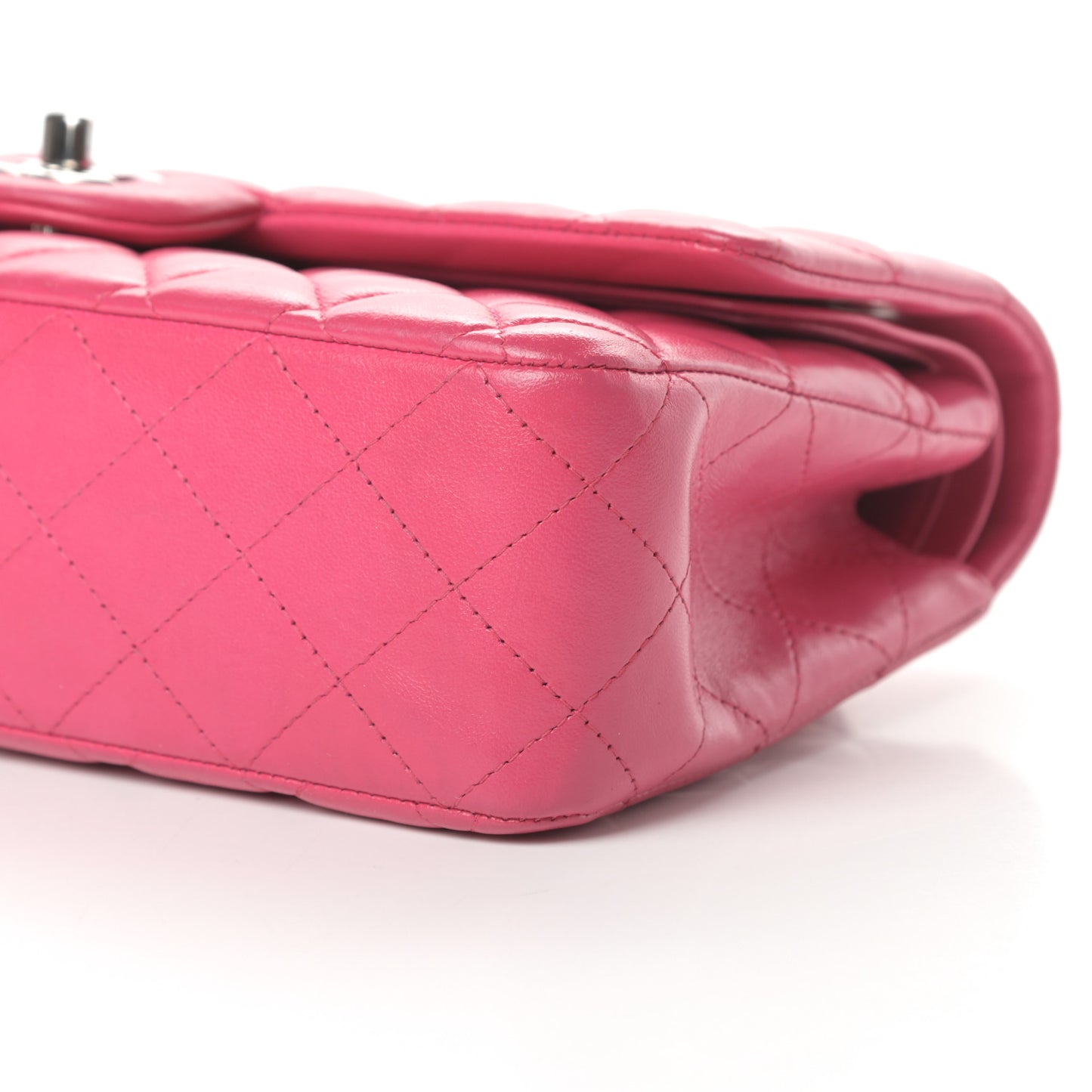 Lambskin Quilted Medium Double Flap Fuchsia