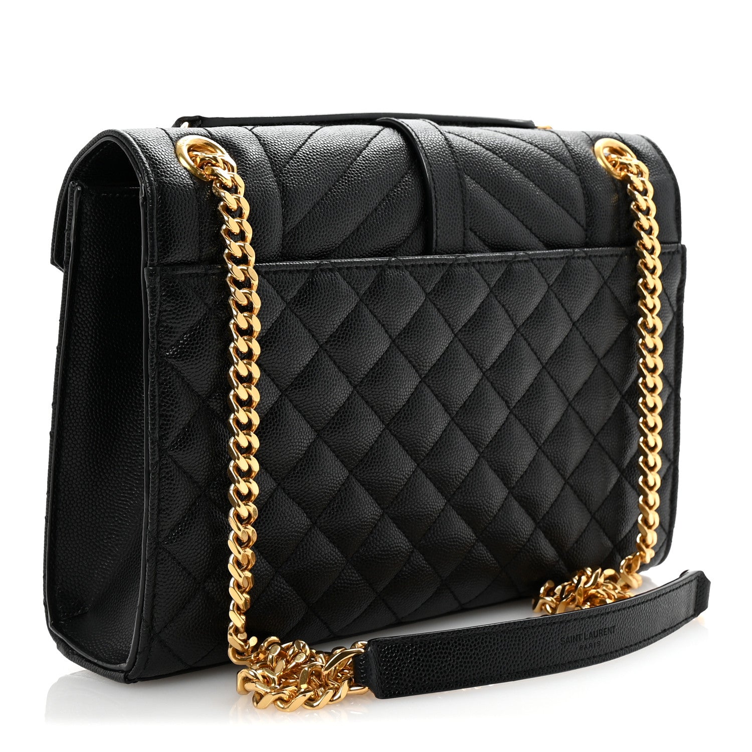 Saint Laurent Grain De Poudre Textured Mixed Matelasse Triquilt Medium Monogram Satchel Black 3 of 9