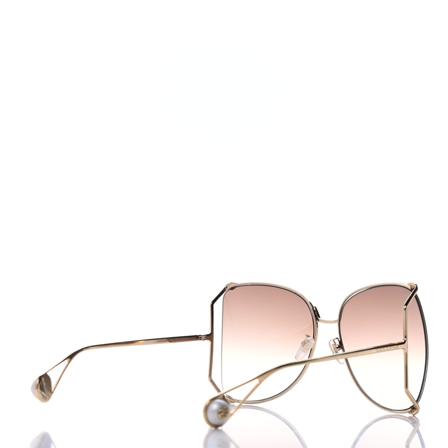 Gucci Oversized Round Sunglasses GG0252S Gold Brown 4 of 4