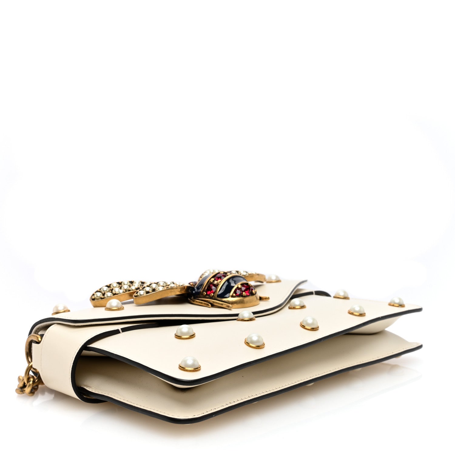 Gucci Nappa Pearl Studded Mini Queen Margaret Broadway Shoulder Bag Mystic White 4 of 10
