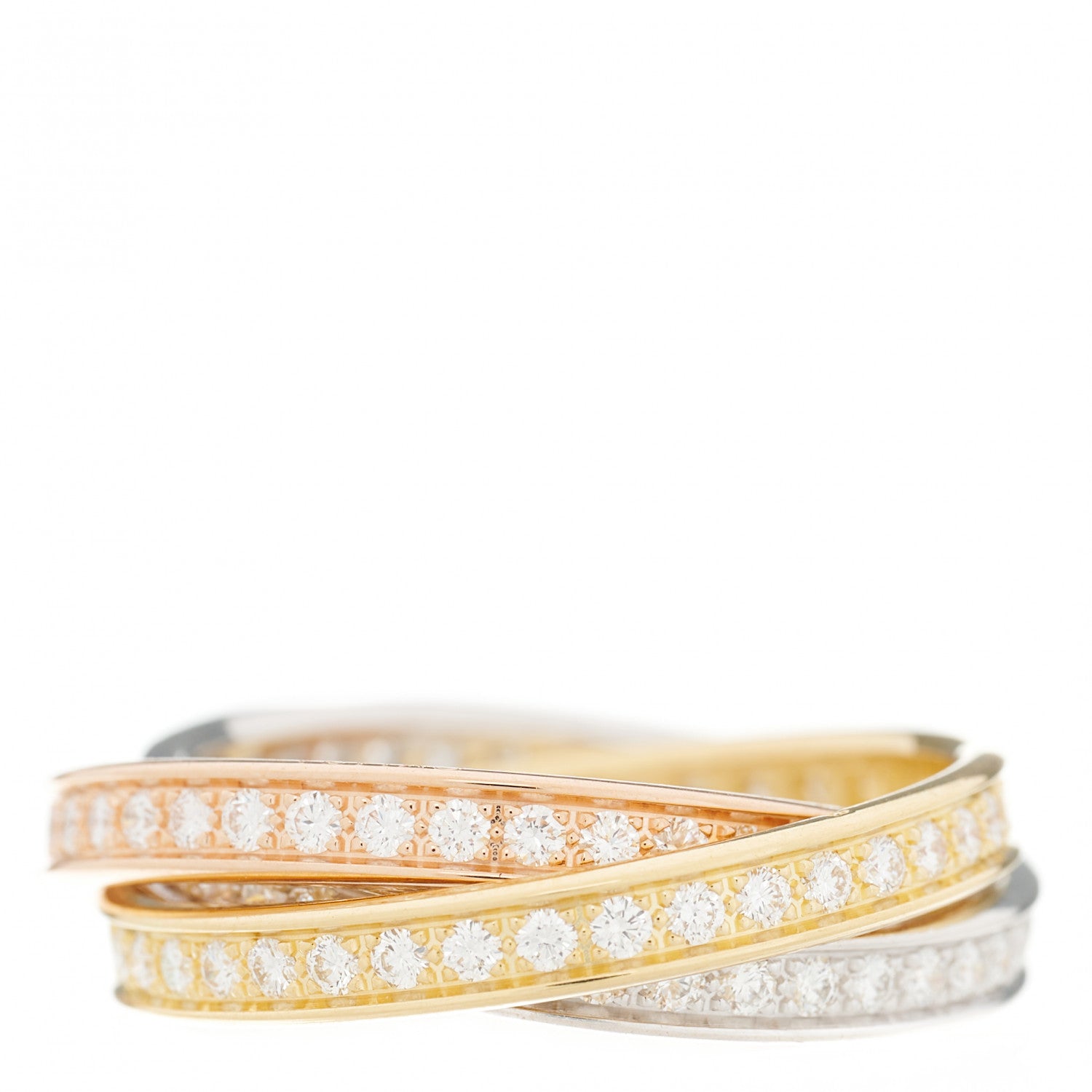Cartier 18K White Yellow Pink Gold Diamond Trinity Ring 65 11 3 of 6