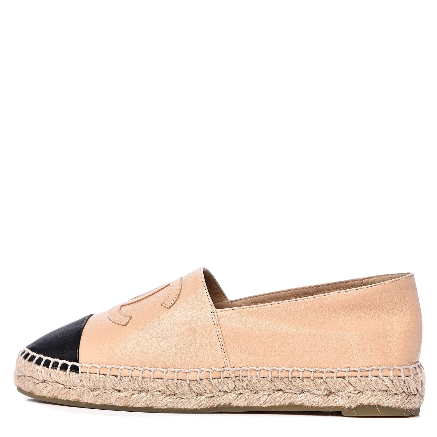 Chanel Lambskin CC Espadrilles 38 Beige Black 1 of 9