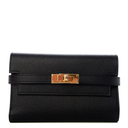 Hermes Epsom Medium Kelly Wallet Black 1 of 8