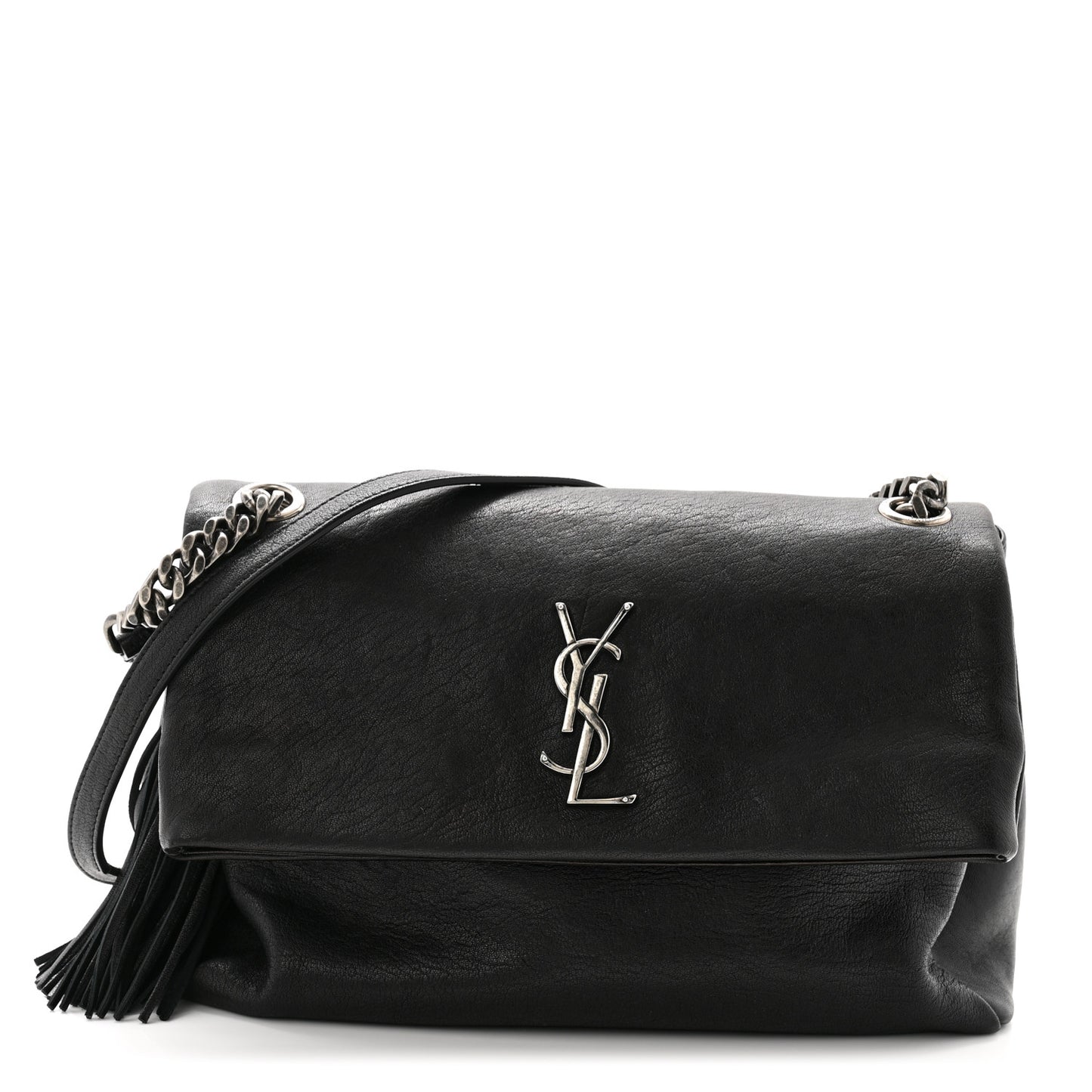 Sheepskin Medium West Hollywood Monogram Fold-Over Bag Black