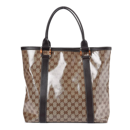 Gucci Crystal Monogram Bamboo Tote Dark Brown 1 of 7