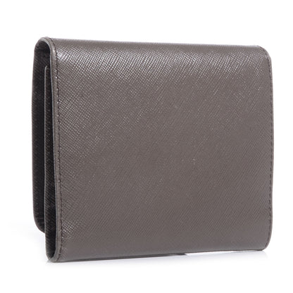 Prada Saffiano Metal Tri-Fold Wallet Grafite 2 of 7