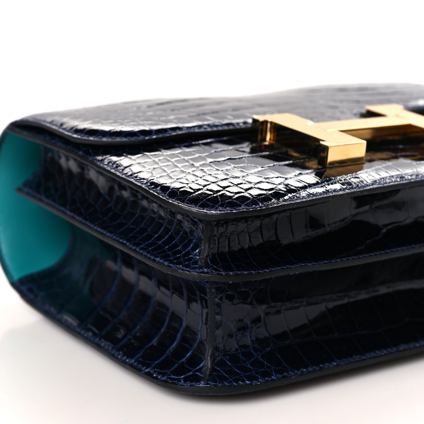 Shiny Alligator Verso Constance 24 Blue Saphire Bleu Paon