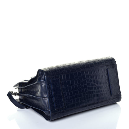 Saint Laurent Calfskin Crocodile Embossed Medium Souple Sac De Jour Navy 5 of 9