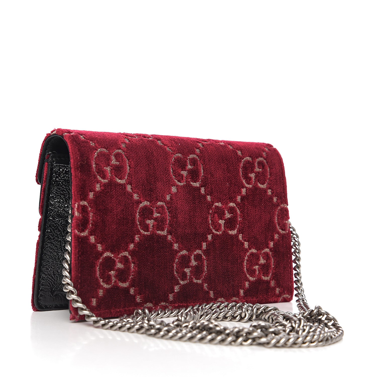 Gucci Velvet GG Monogram Super Mini Dionysus Shoulder Bag Red Cipria Black 2 of 8