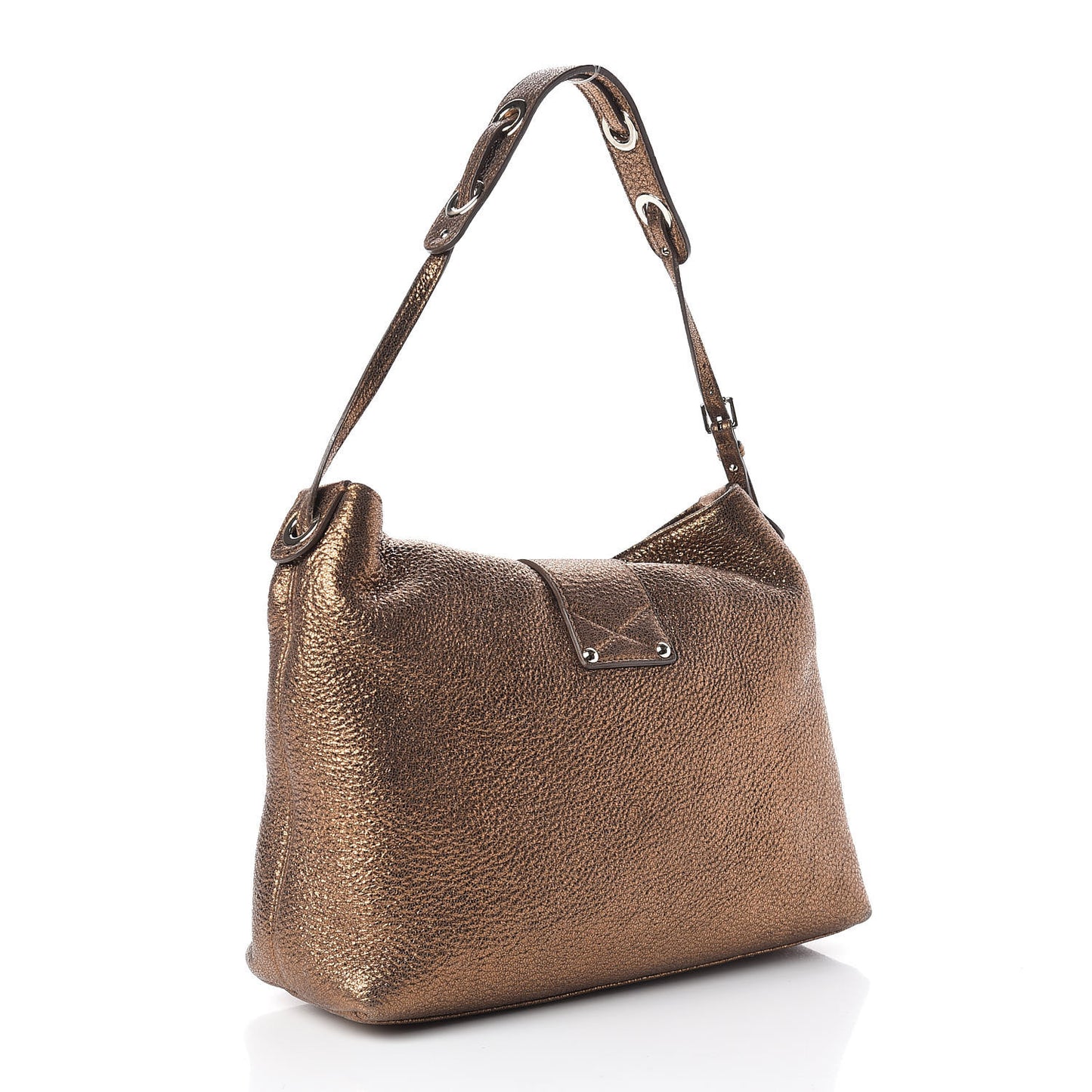 Metallic Grainy Calfskin Rachel Shoulder Bag Gold