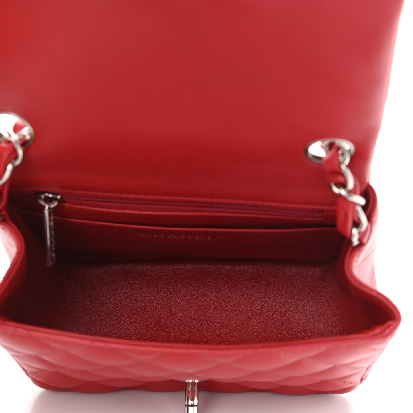 Lambskin Quilted Mini Square Flap Red