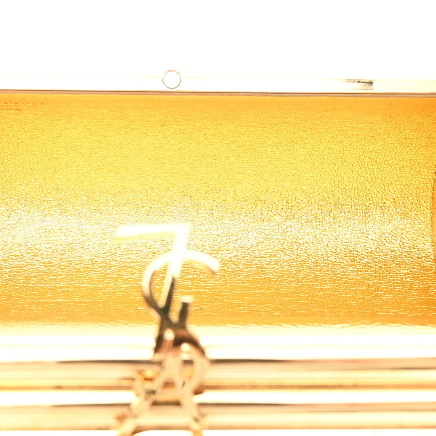 Ribbed Plexiglass Lambskin Fringe Monogram Opium Box Bag Gold