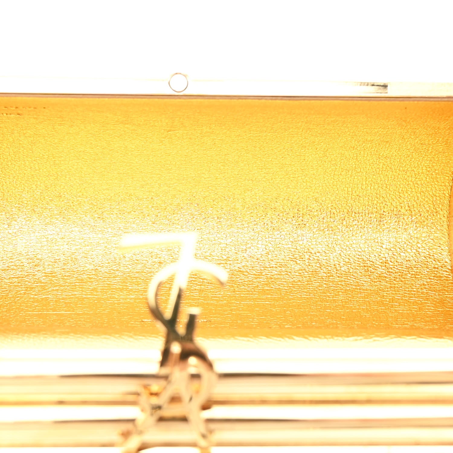 Saint Laurent Ribbed Plexiglass Lambskin Fringe Monogram Opium Box Bag Gold 5 of 10