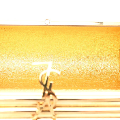Saint Laurent Ribbed Plexiglass Lambskin Fringe Monogram Opium Box Bag Gold 5 of 10