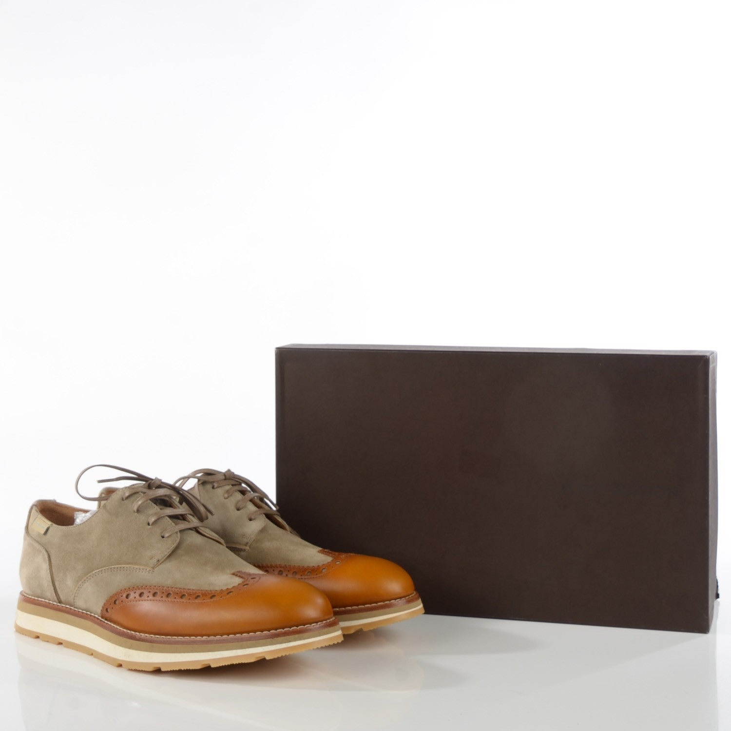 Louis Vuitton Calfskin Suede Superliner Derby Oxfords 8 Taupe Brown 5 of 9