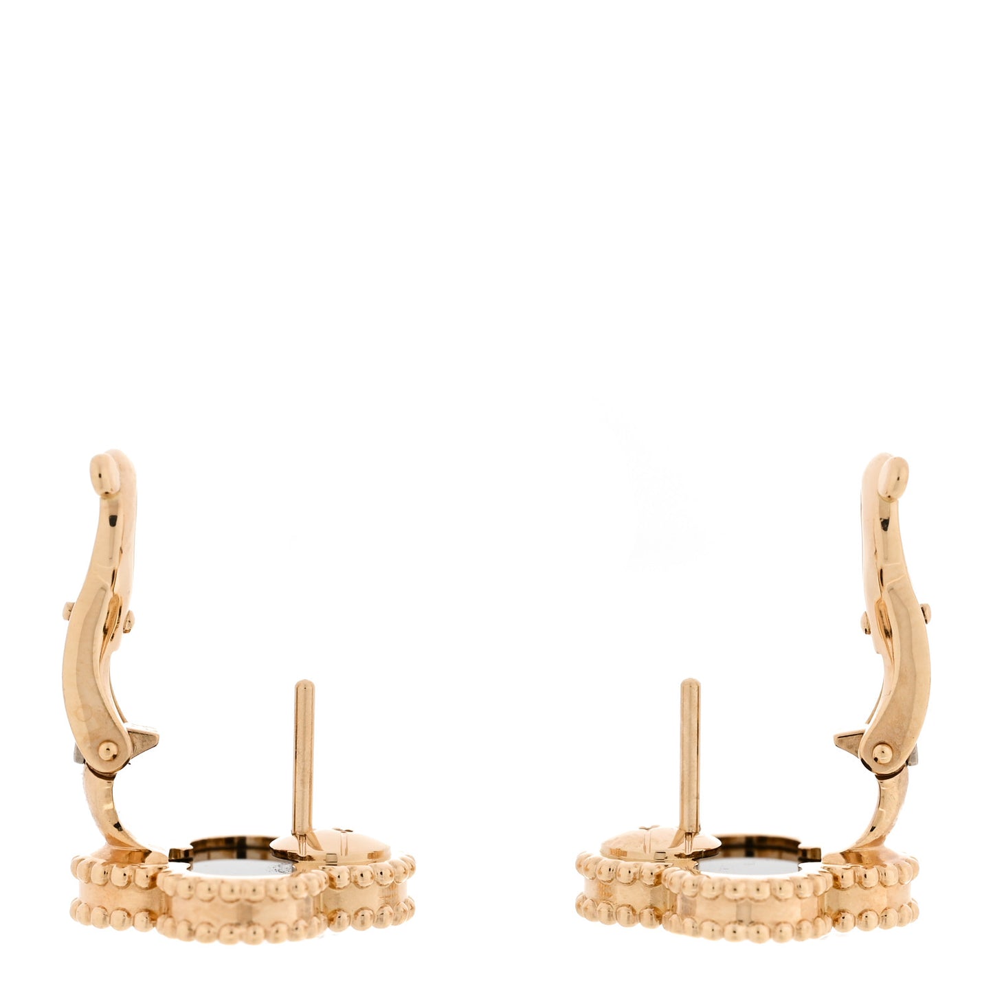 18K Yellow Gold Black Onyx Vintage Alhambra Earrings