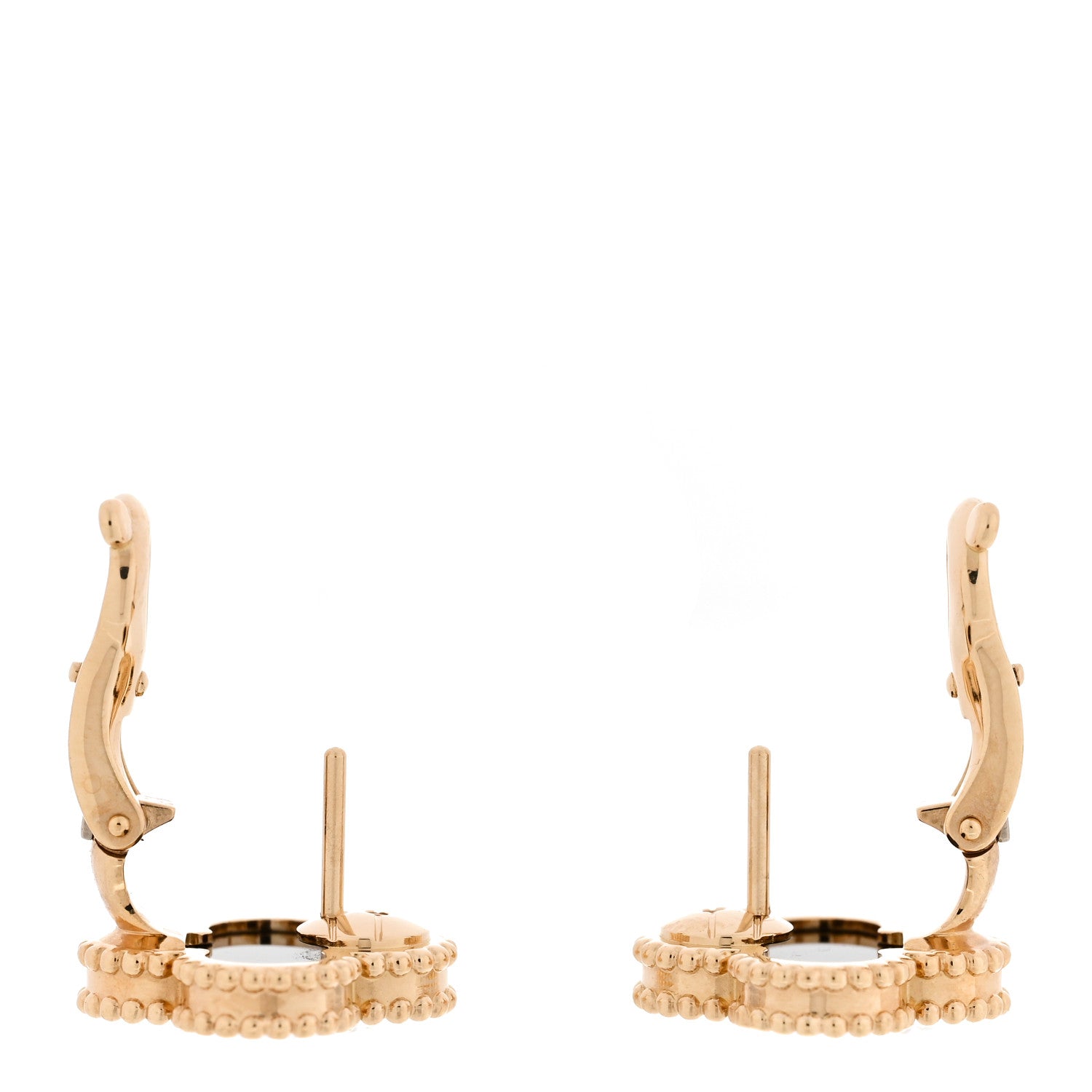Van Cleef & Arpels 18K Yellow Gold Black Onyx Vintage Alhambra Earrings 3 of 4