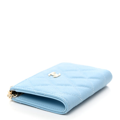 Chanel Caviar Quilted Zipped Key Holder Case Light Blue 4 of 7
