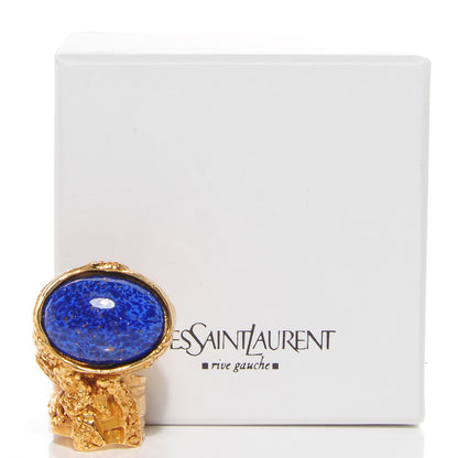 Saint Laurent Glass Cabochon Arty Ovale Ring 7 Gold Lapis 4 of 4