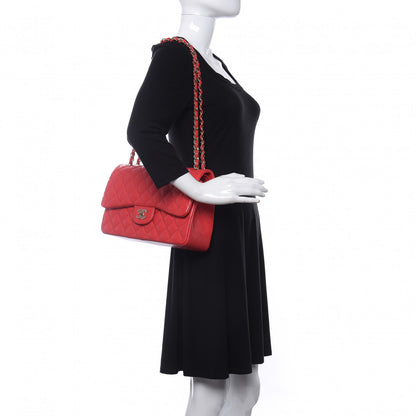 Chanel Caviar Quilted Jumbo Double Flap Red 2 of 10