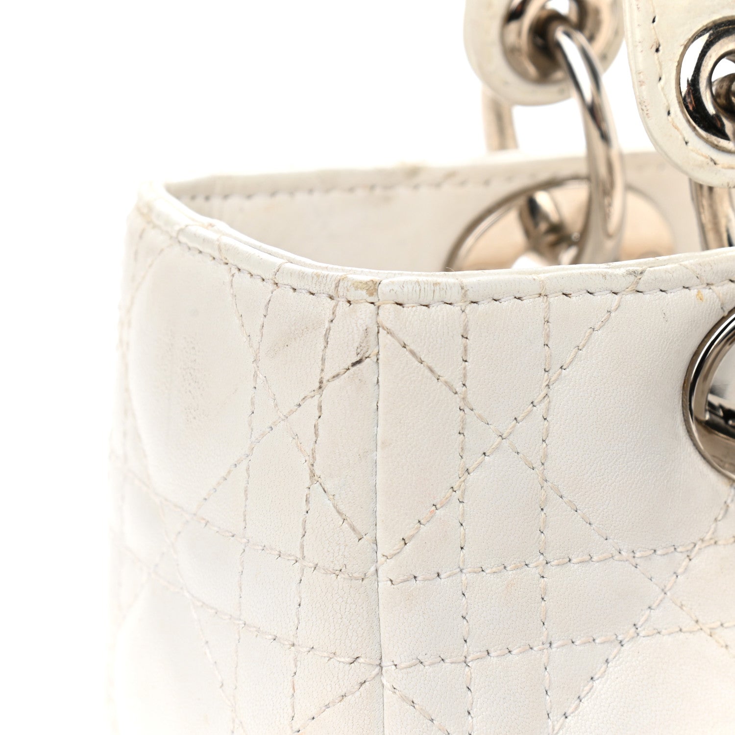 Christian Dior Lambskin Cannage Medium Lady Dior White 18 of 24