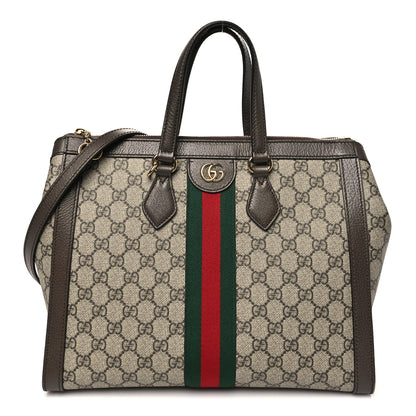 Gucci GG Supreme Monogram Web Medium Ophidia Tote Bag Brown 1 of 11