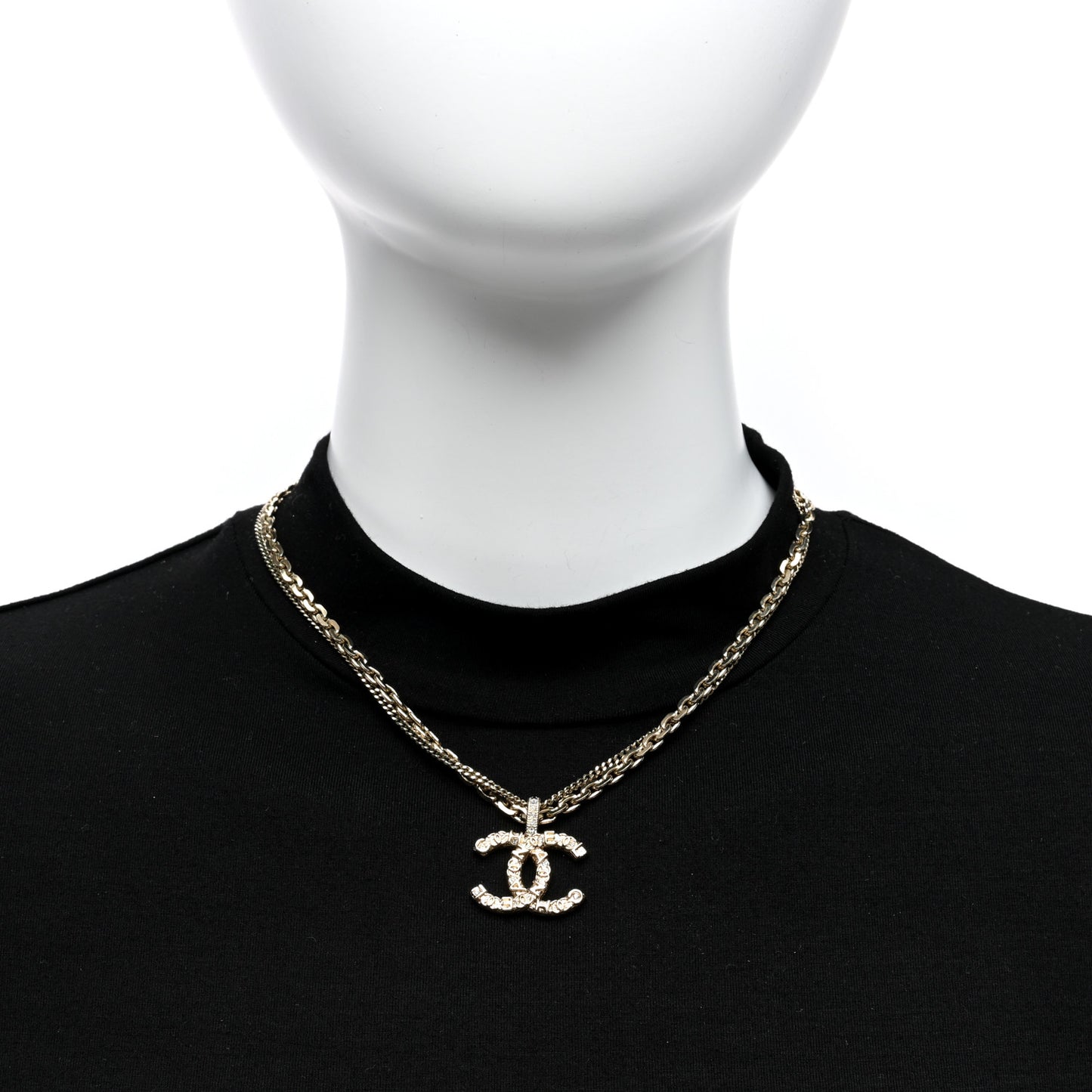 Crystal CC Multi Strand Chain Necklace Gold