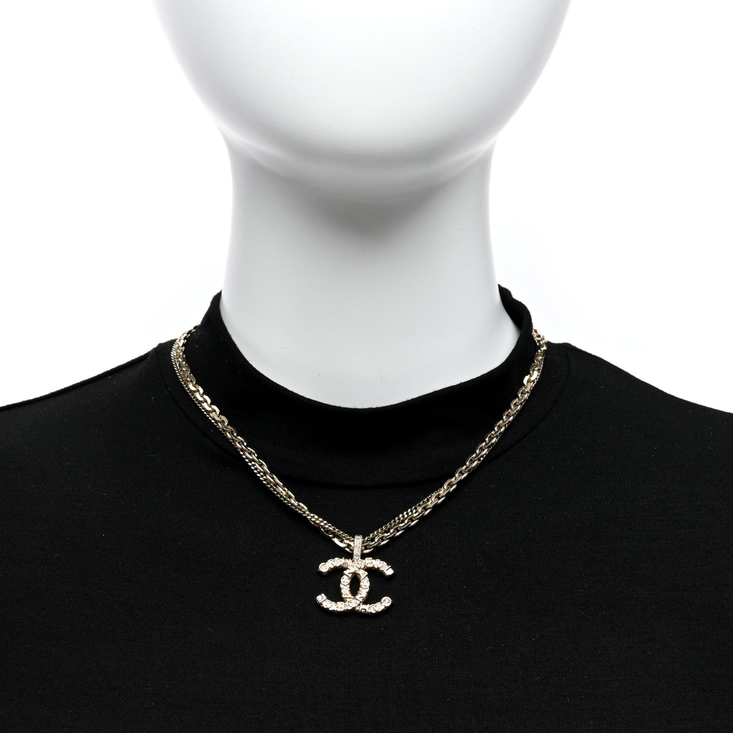 Chanel Crystal CC Multi Strand Chain Necklace Gold 3 of 5