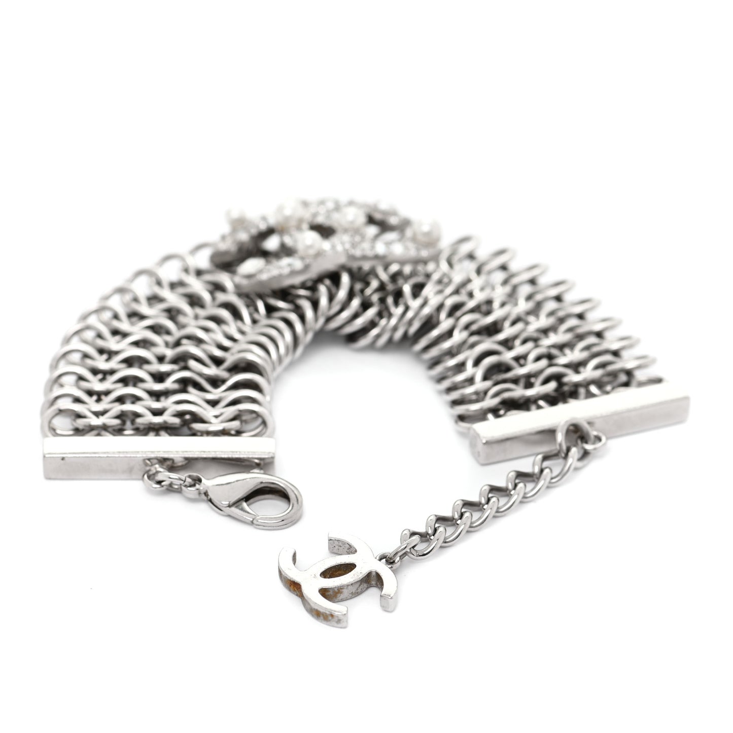 CC Crystal Pearl Multistrand Chain Bracelet