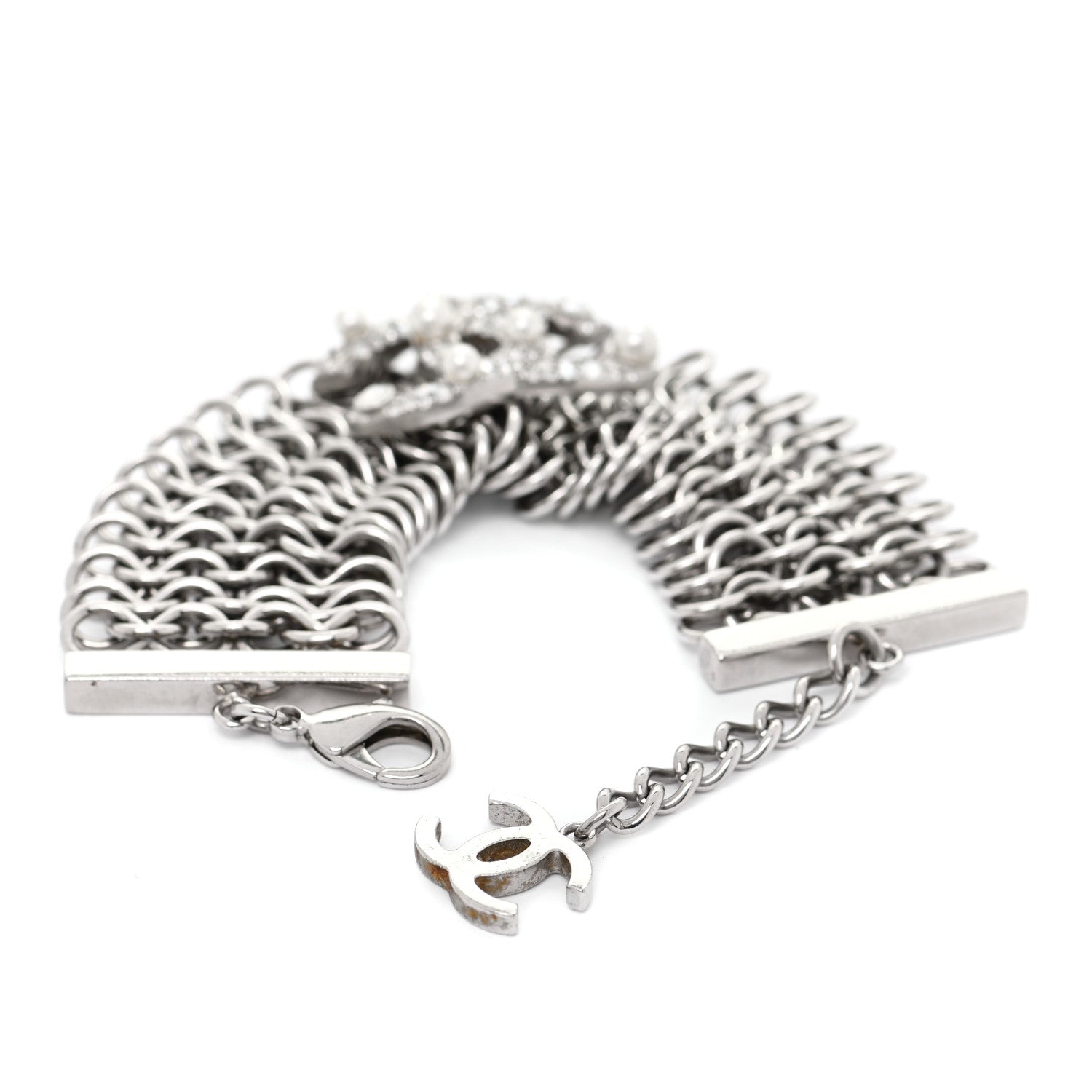Chanel CC Crystal Pearl Multistrand Chain Bracelet 3 of 7