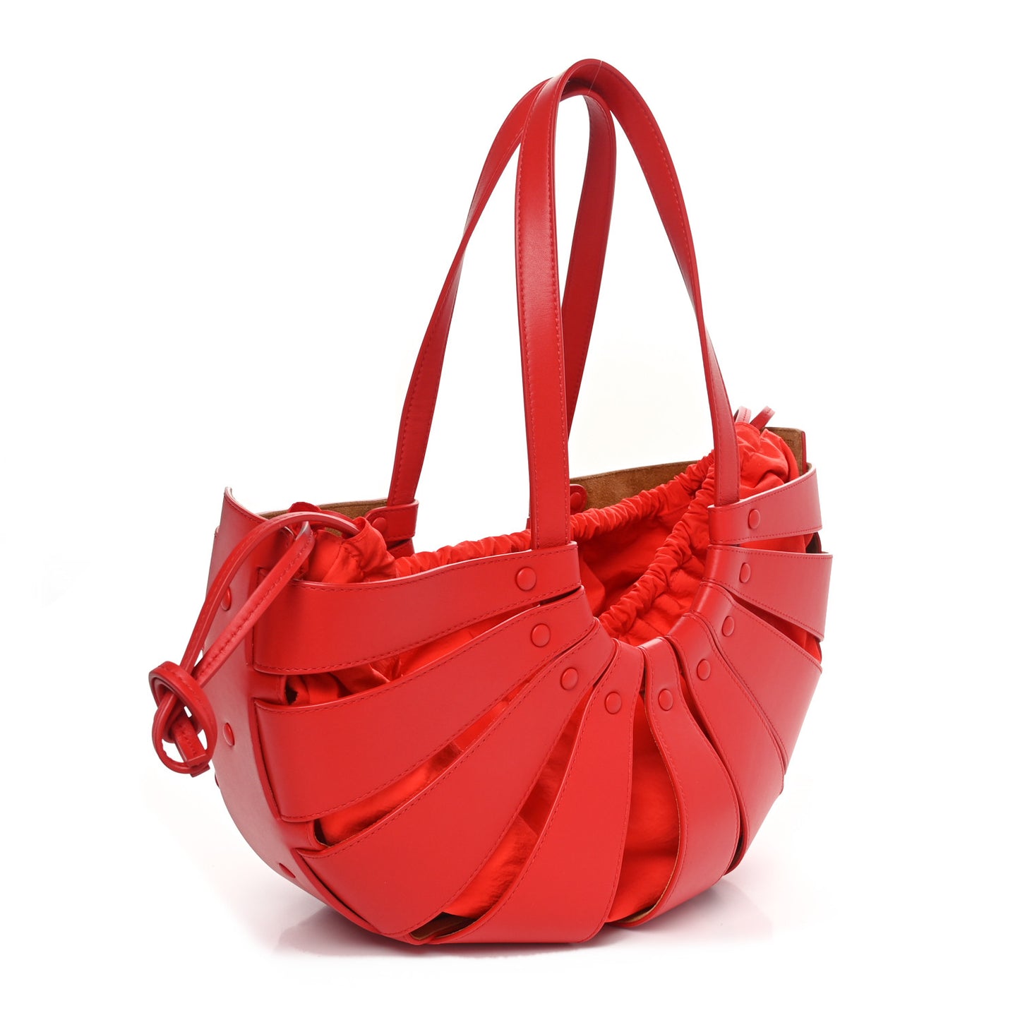 French Calfskin Shell Bag Chili Tomato