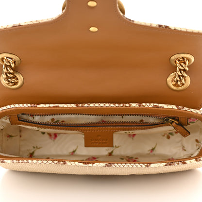 Gucci Raffia Elaphe Matelasse Small GG Marmont Shoulder Bag Natural Cream Brown 5 of 10