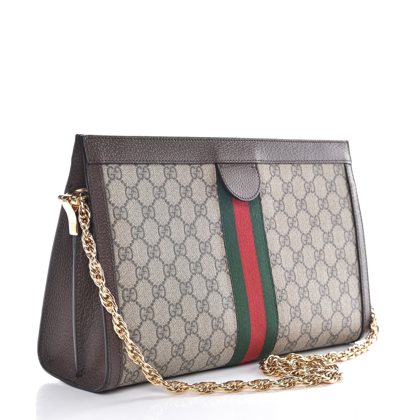 GG Supreme Monogram Web Medium Ophidia Chain Shoulder Bag Brown