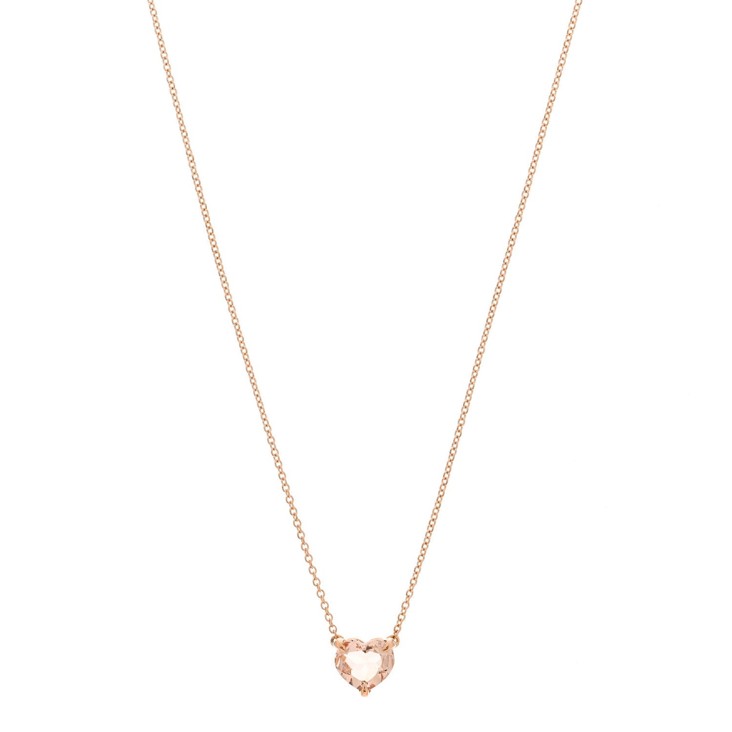 18K Rose Gold Morganite 8mm Chatelaine Heart Pendant Necklace