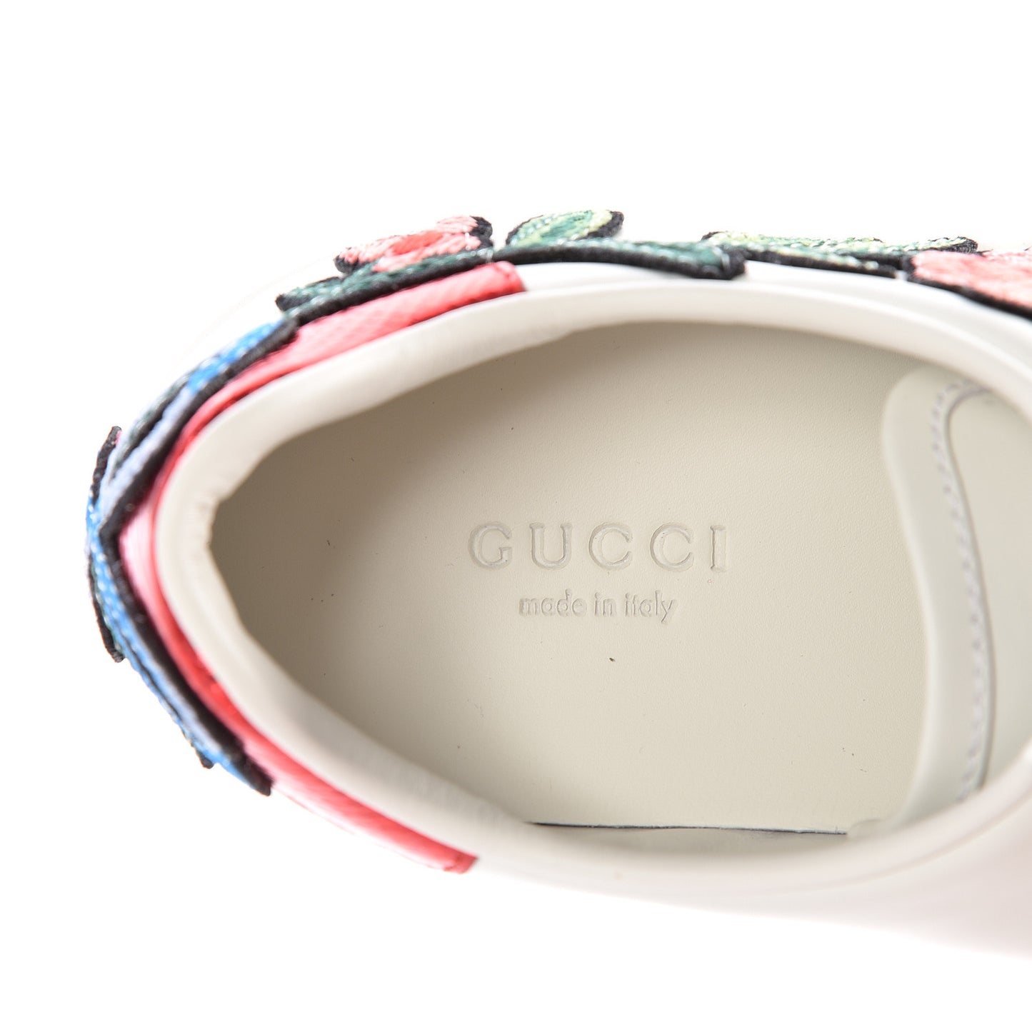 Calfskin Web Floral Embroidered Ace Sneakers 38 White