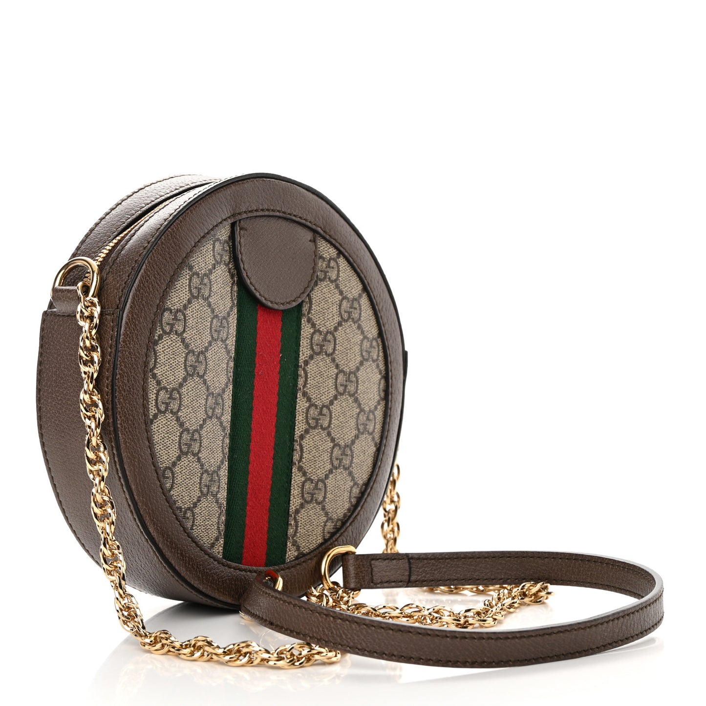 GG Supreme Monogram Web Mini Ophidia Round Shoulder Bag Brown