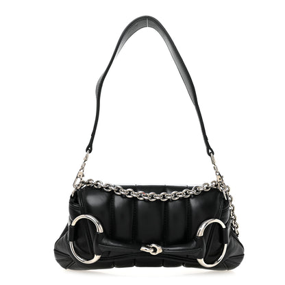 Gucci Nappa Vertical Matelasse Small Maxi Horsebit Chain Shoulder Bag Black 1 of 12