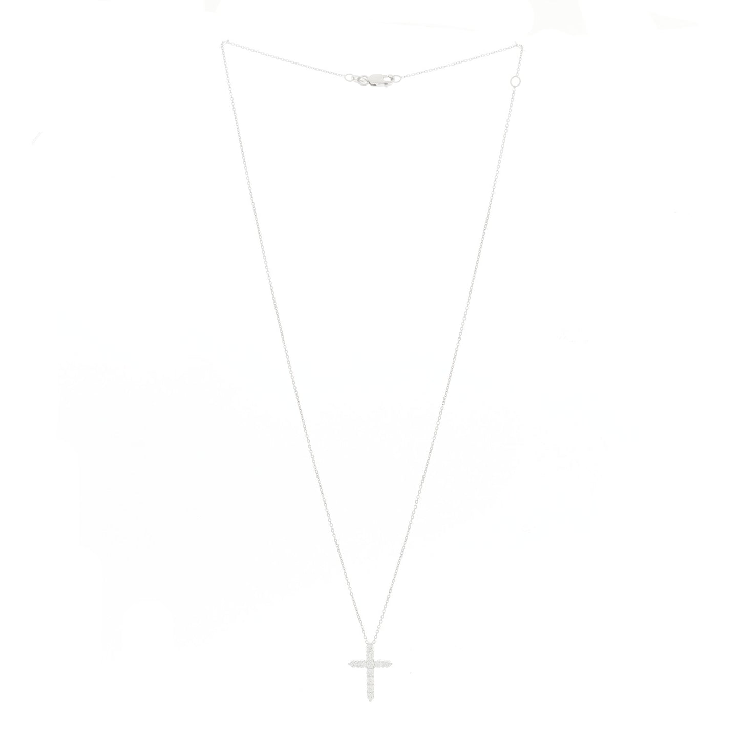18K White Gold Diamond .45ctw Cross Pendant Necklace