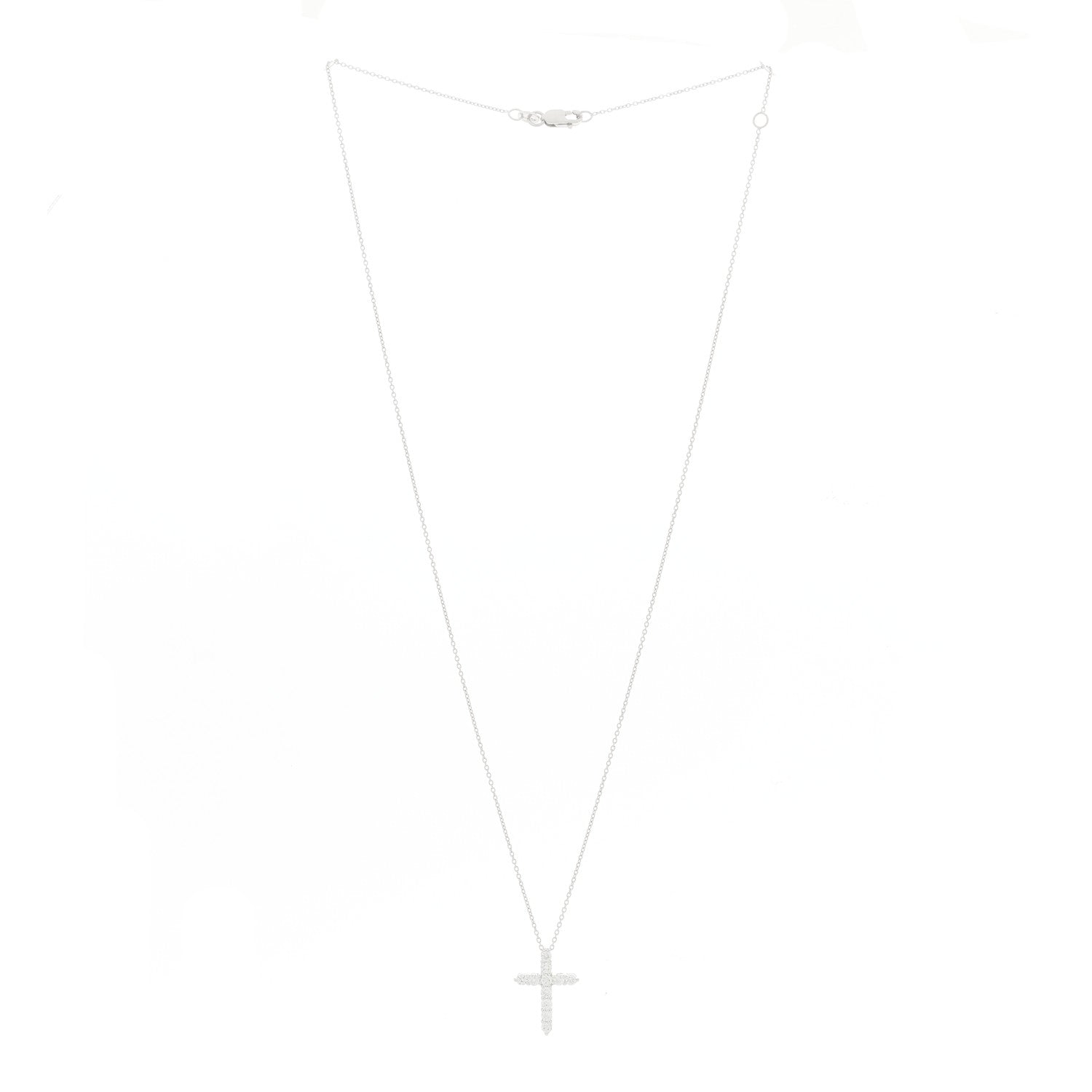 Roberto Coin 18K White Gold Diamond .45ctw Cross Pendant Necklace 3 of 6
