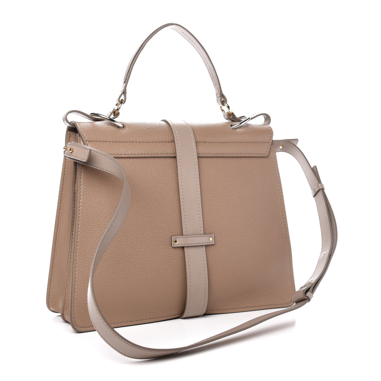 Grained Deerskin Shiny Calfskin Large Aby Day Shoulder Bag Motty Grey