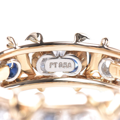 Tiffany 18K Yellow Gold Platinum Blue Sapphire Diamond Schlumberger Sixteen Stone Ring 52 6 4 of 5