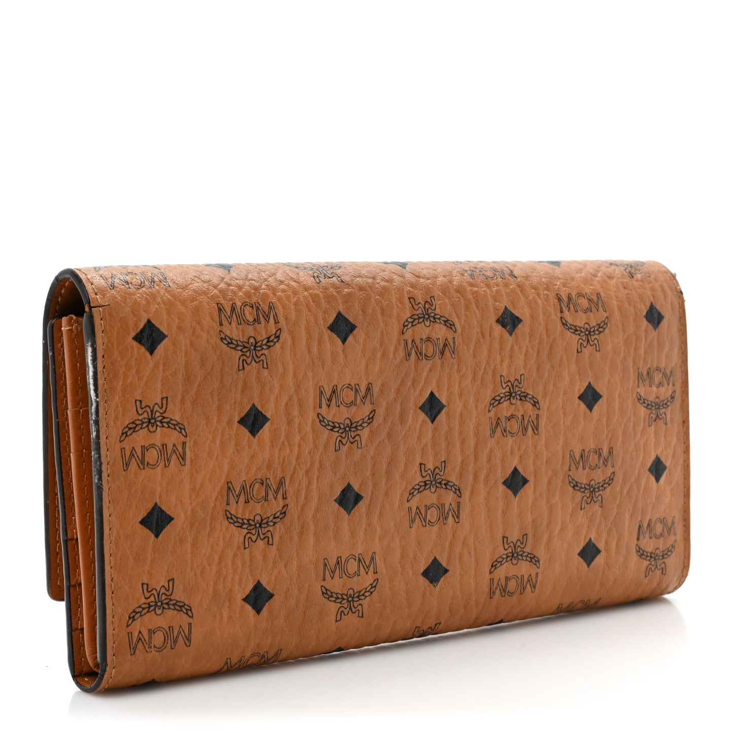 Visetos Large Trifold Flap Wallet Cognac