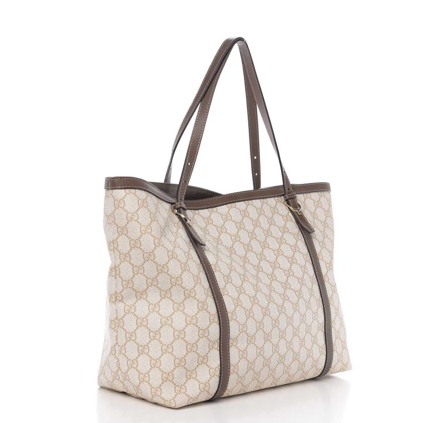 GG Supreme Monogram Calfskin Medium Nice Tote New Mystic White Beige Brown