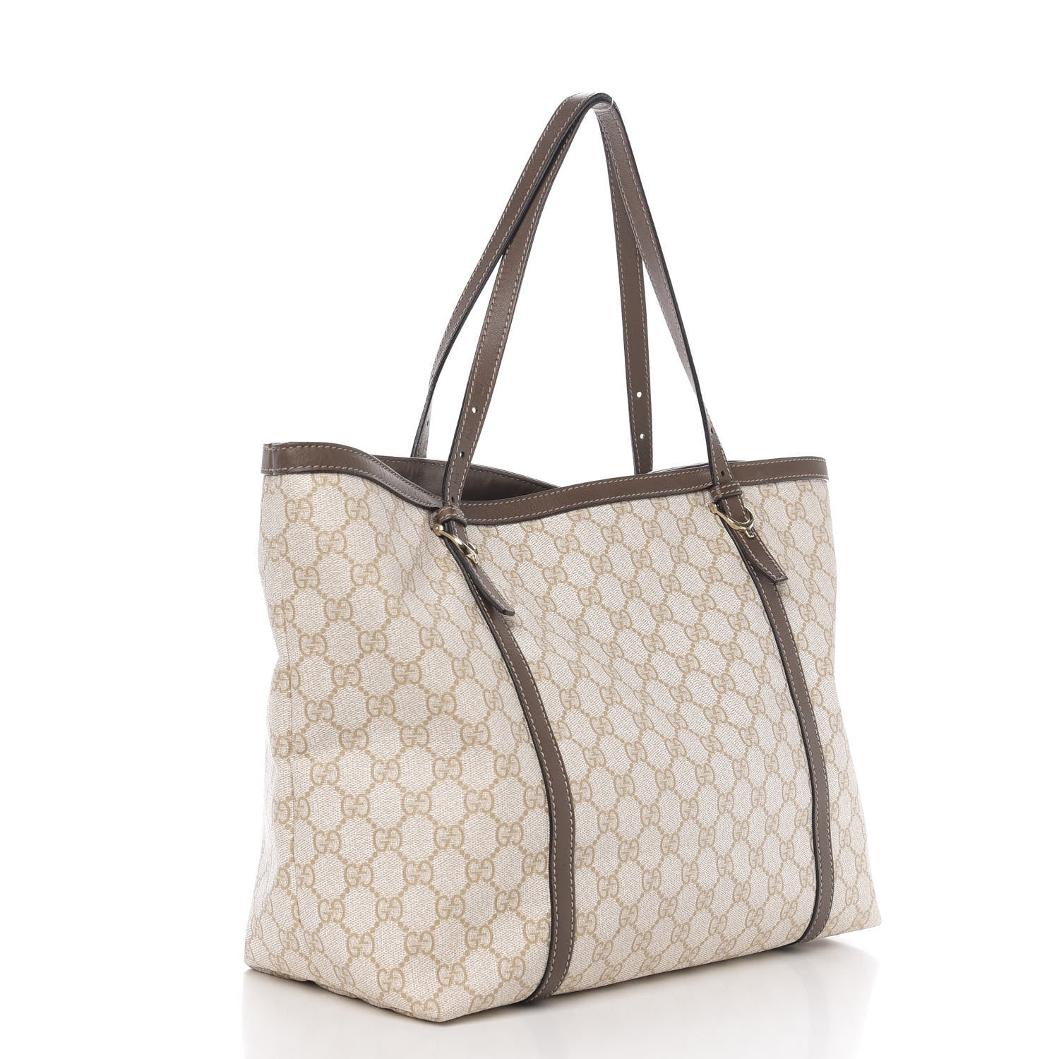 Gucci GG Supreme Monogram Calfskin Medium Nice Tote New Mystic White Beige Brown 2 of 10