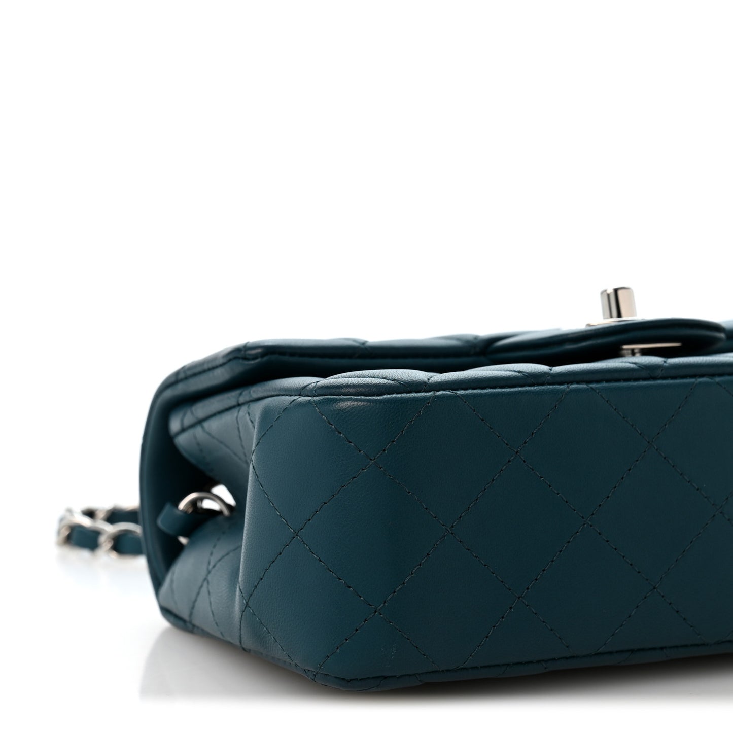 Lambskin Quilted Mini Rectangular Flap Dark Blue