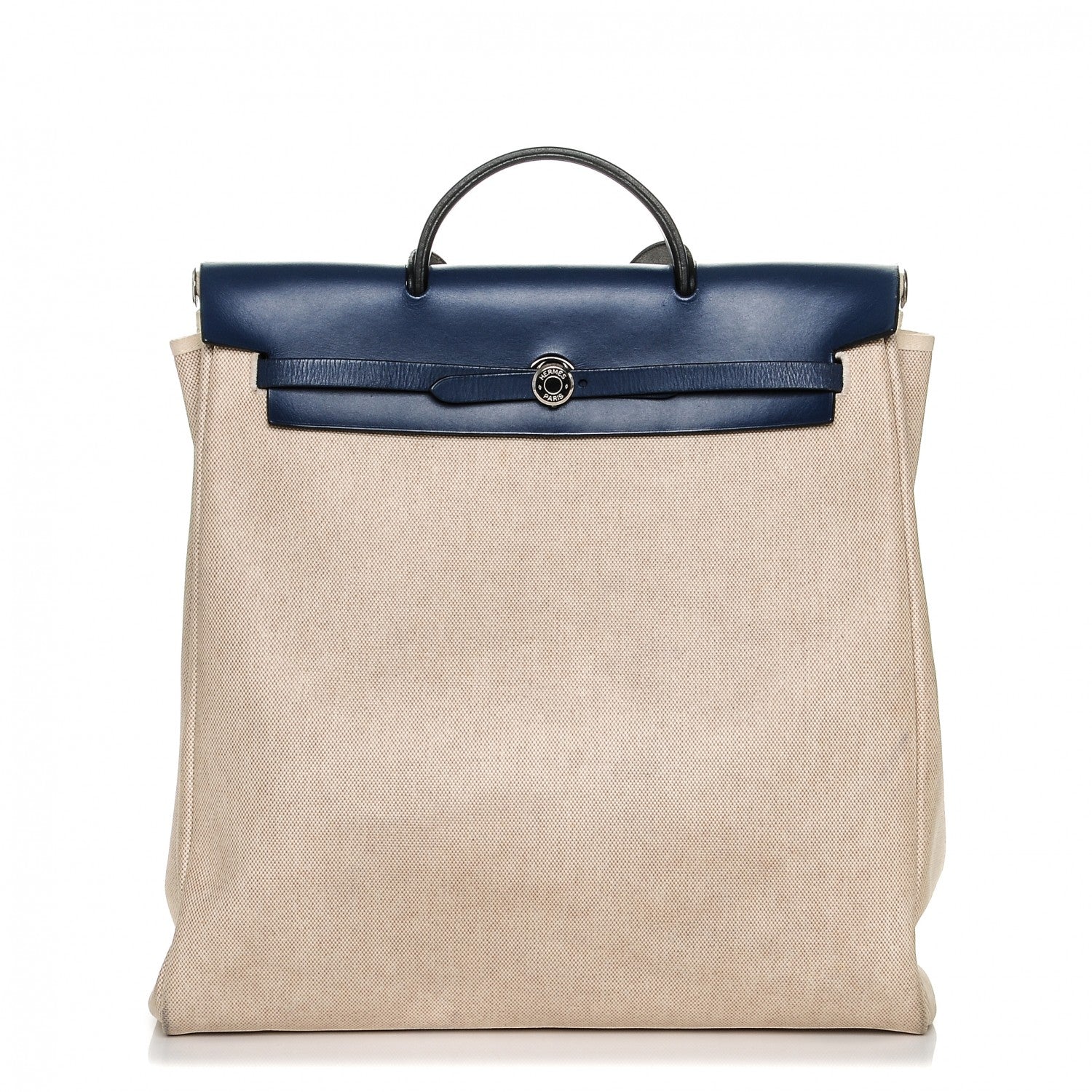 Hermes Toile Calfskin Herbag Zip 39 MM Natural Bleu 1 of 7