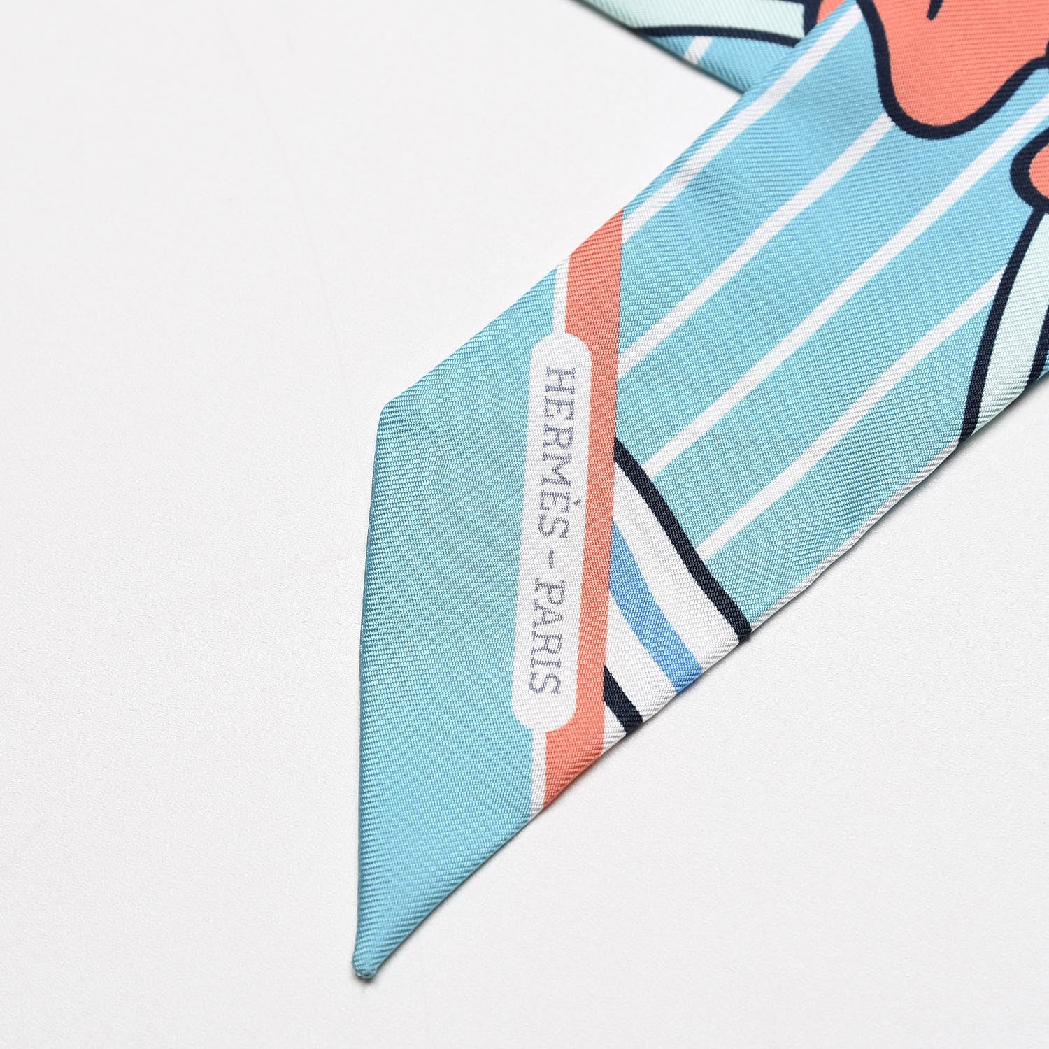Hermes Silk Quadrige Twilly Aqua Vieux Rose Blue Jean 3 of 5