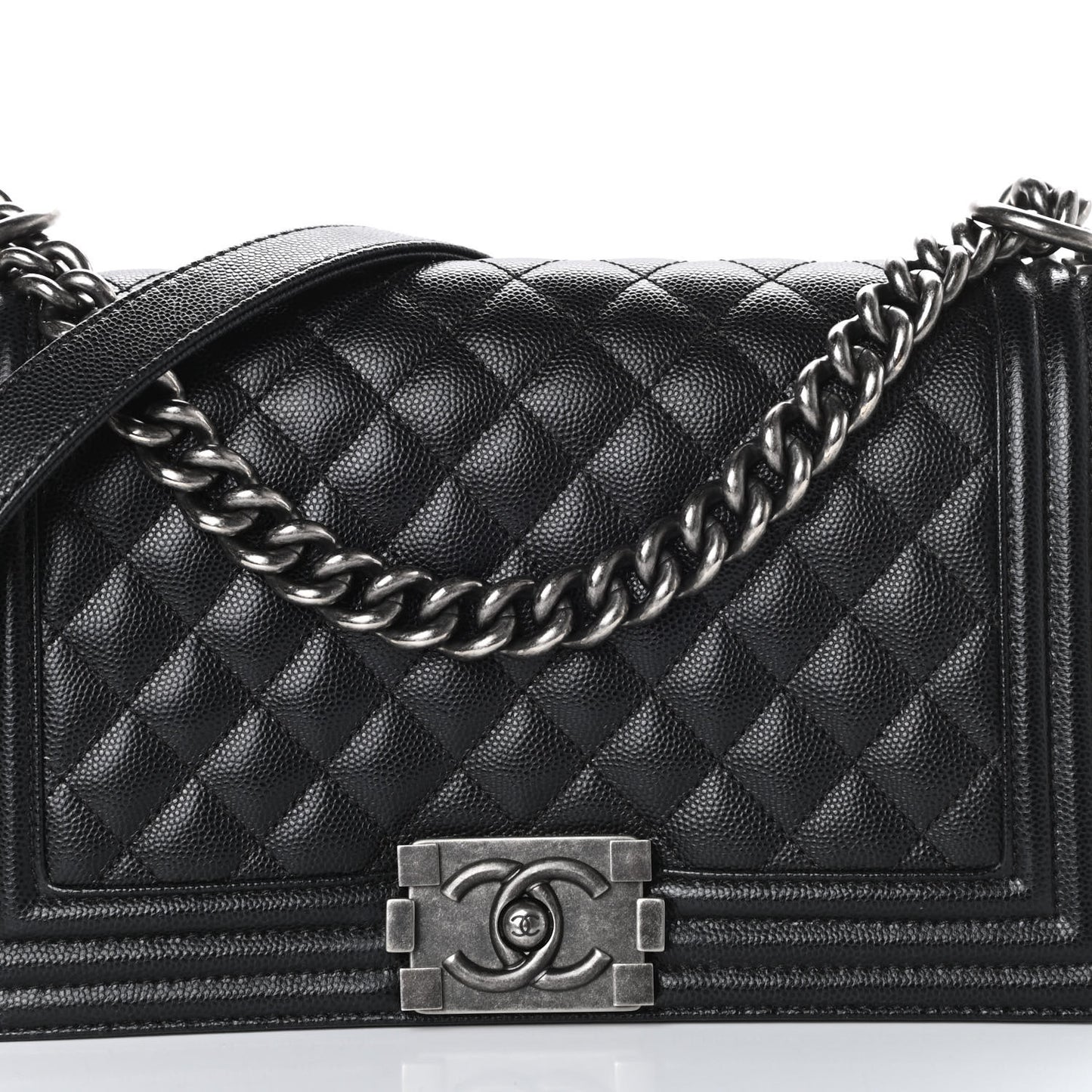 Caviar Quilted Medium Boy Flap Black