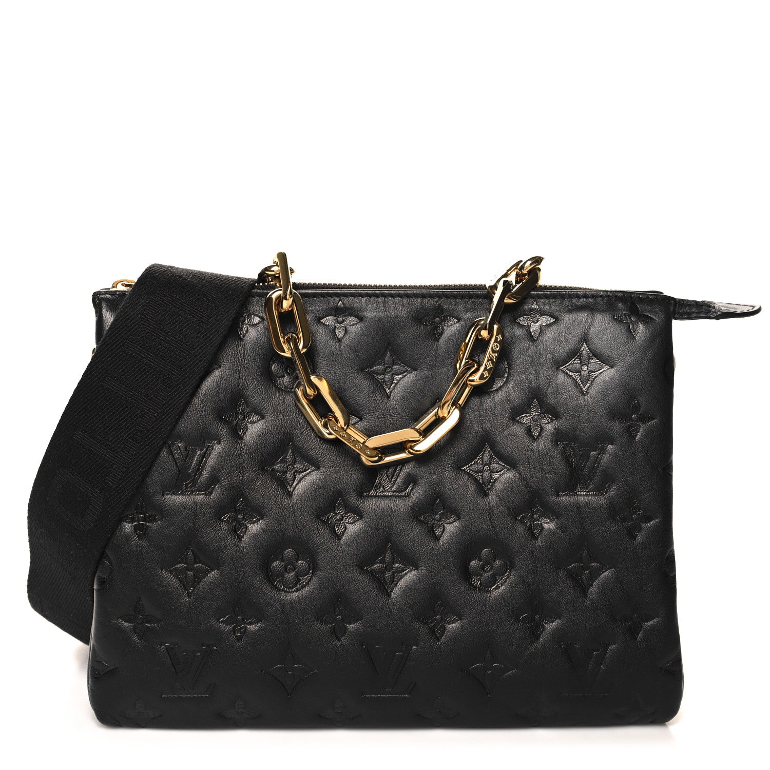 Louis Vuitton Lambskin Embossed Monogram Coussin PM Black 1 of 11