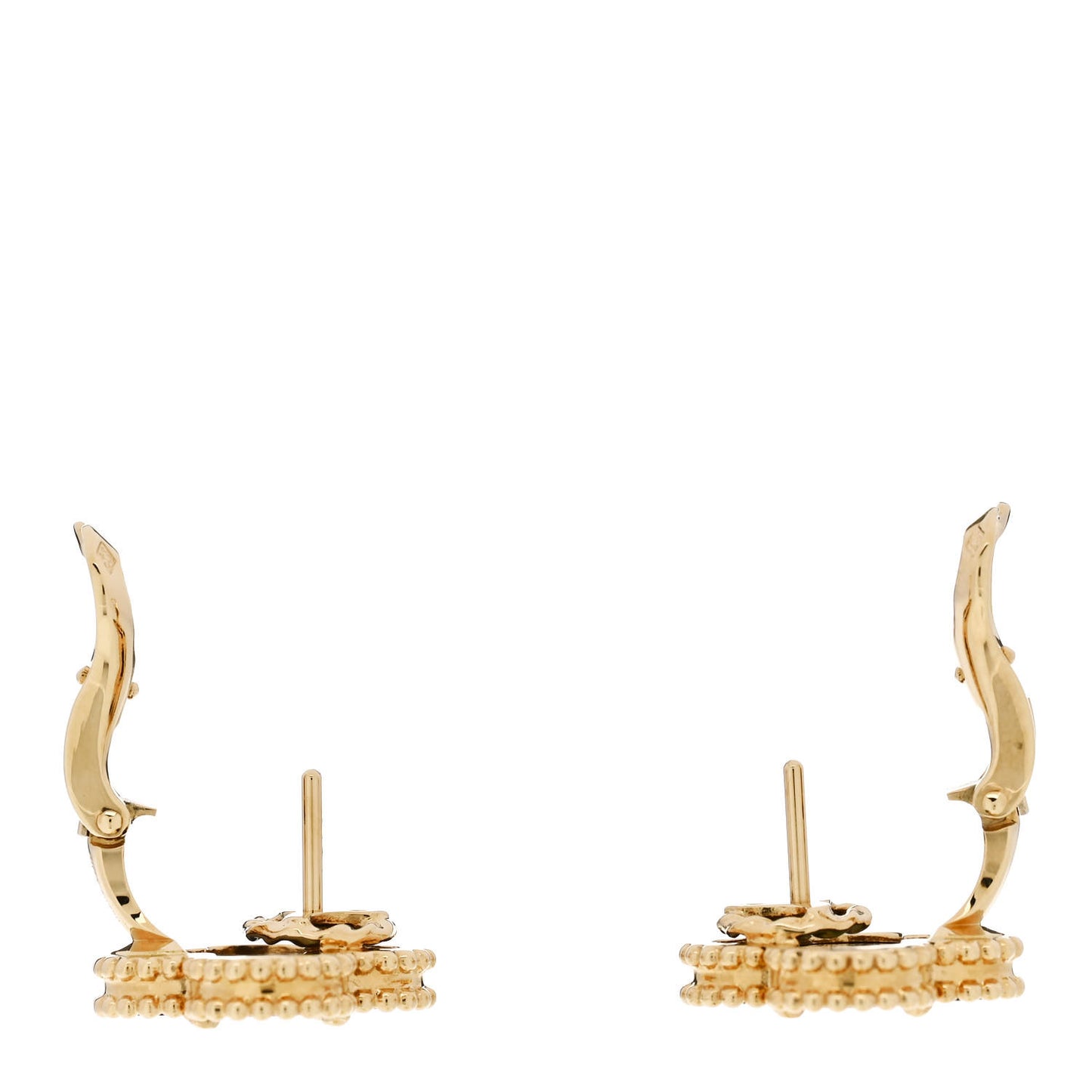 VAN CLEEF & ARPELS 18K Yellow Gold Grey Mother of Pearl Vintage Alhambra Earrings